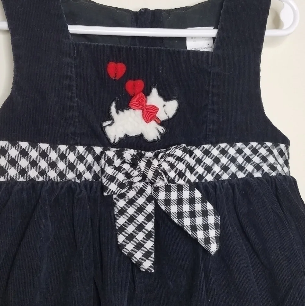 Dog Plaid Corduroy Jumper Dress 4